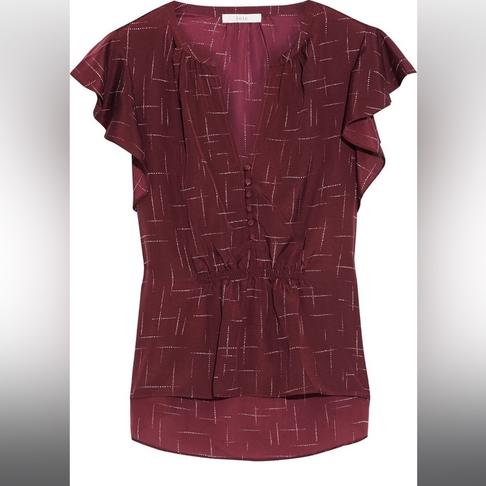 New Joie Woman Crisbell Ruffled Printed Crepe De
Chine Top color topananga